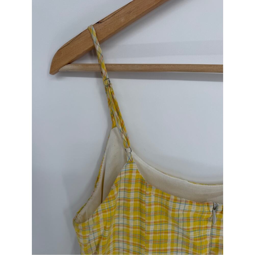 Altar'd State Yellow Plaid Cami Dress Miniature Slip Womens - M - Picture 9 of 11